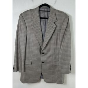Hickey Freeman Black Brown Tan Silk Wool Houndstooth Sport Coat Blazer Size 39 R